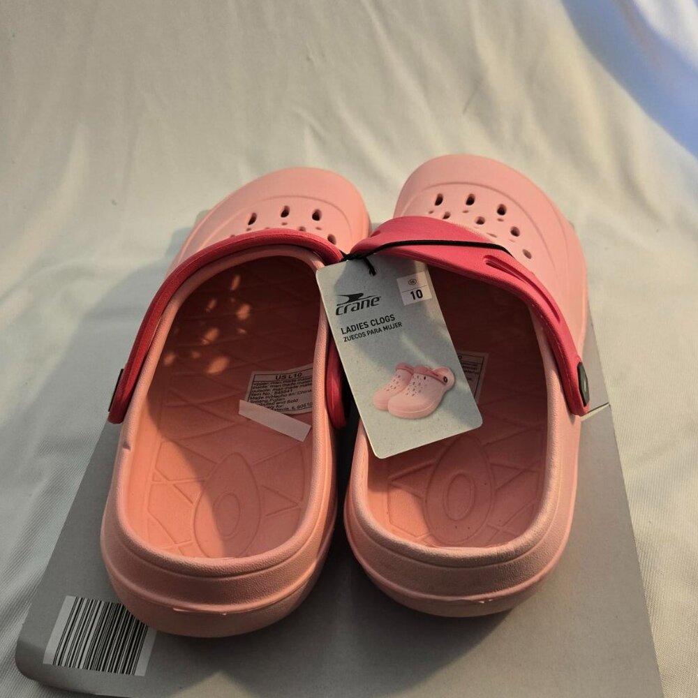 Crane Shoes Womens 10 Mule Clogs Pink Rubber Comfort Round Toe Perforated - Picture 3 of 5